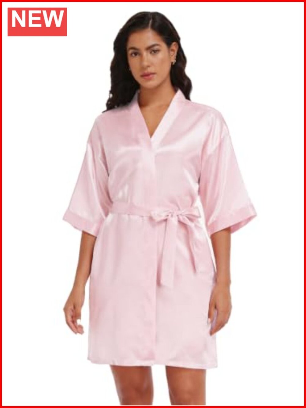 Satin Kimono Robe Short Bridesmaid Wedding Sleepwear Loungewear